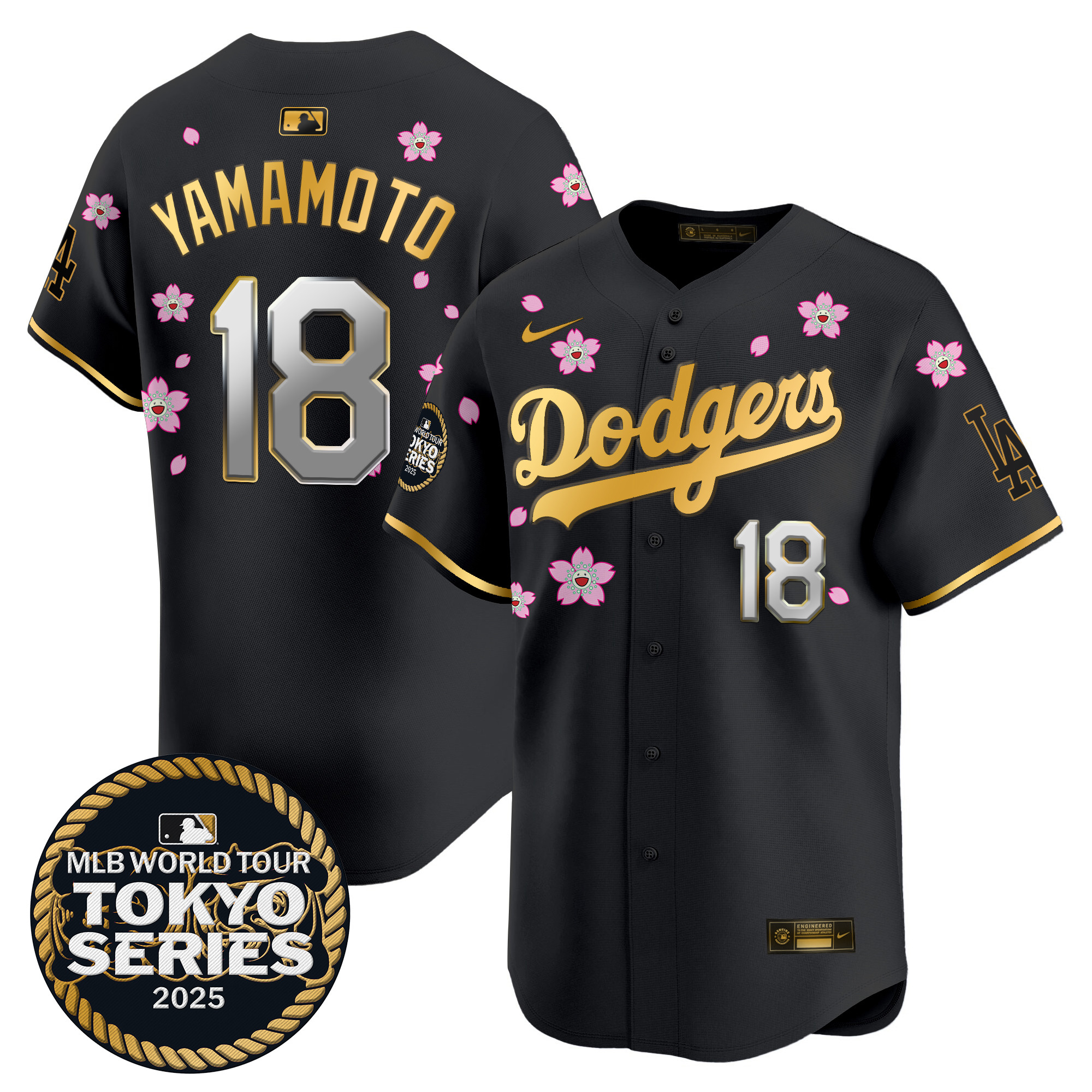 Men Los Angeles Dodgers #18 Yamamoto Tokyo Series  black Limited Stitched 2025 Jersey style 9->los angeles dodgers->MLB Jersey